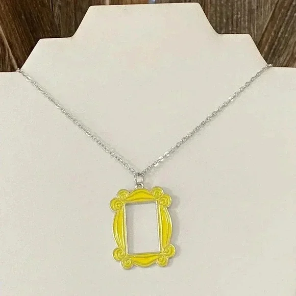 Handmade Friends Peep Hole Yellow Door Frame 24” Stainless Steel Necklace New - Picture 5 of 5